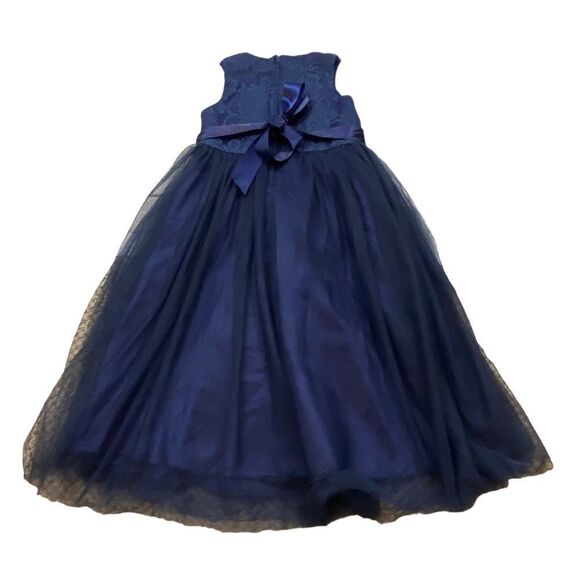 New without tags Girls Navy Blue Lace and Tulle Flower Girl Dress Size 9 - Picture 4 of 10
